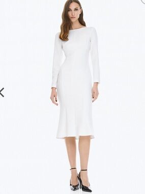 Long-sleeve midi godet dress